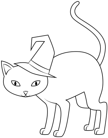 Halloween cat coloring page free printable coloring pages