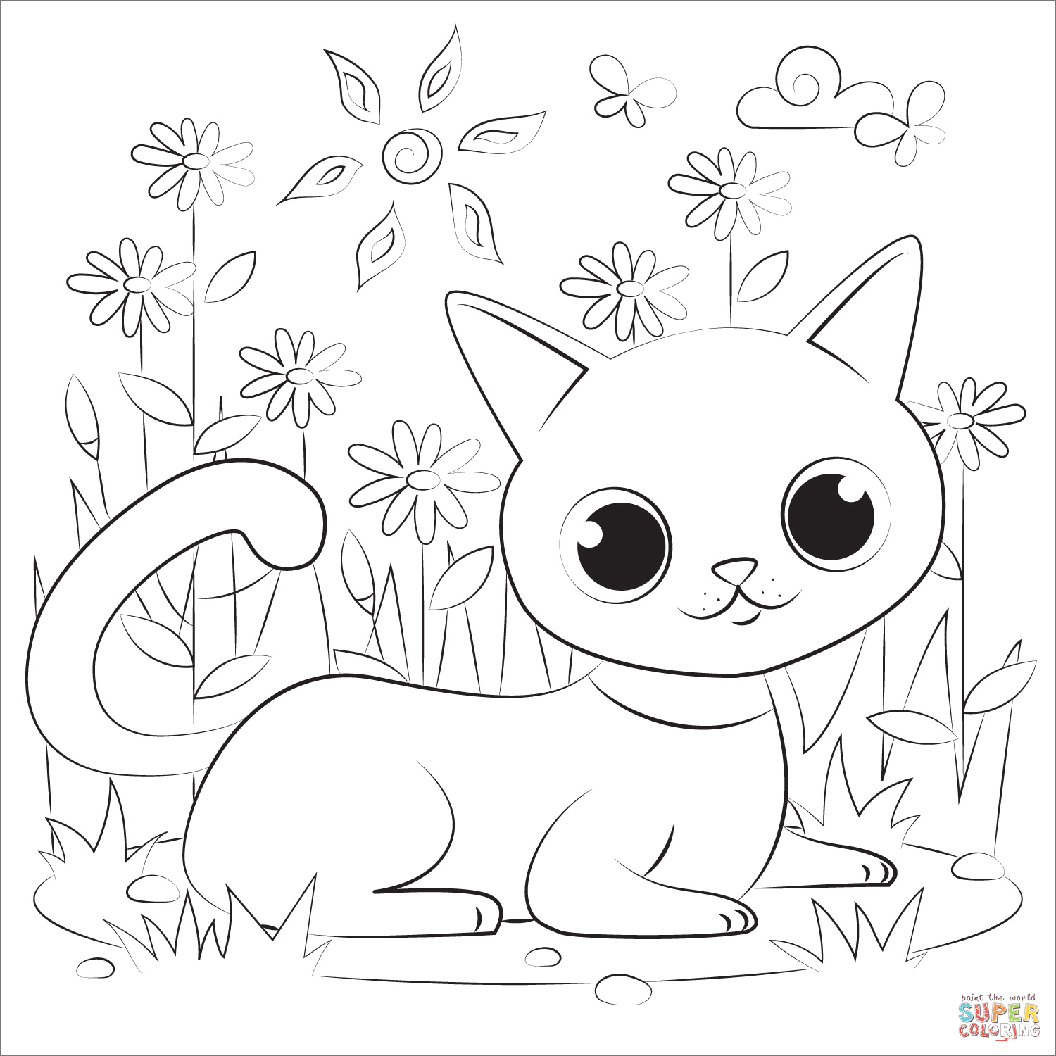 Black cat coloring page free printable coloring pages