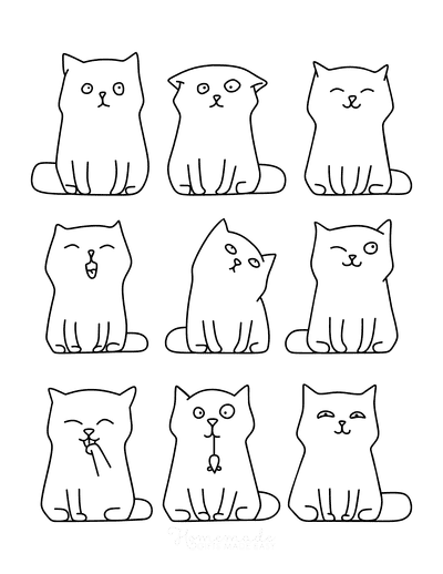 Free cat coloring pages for kids adults