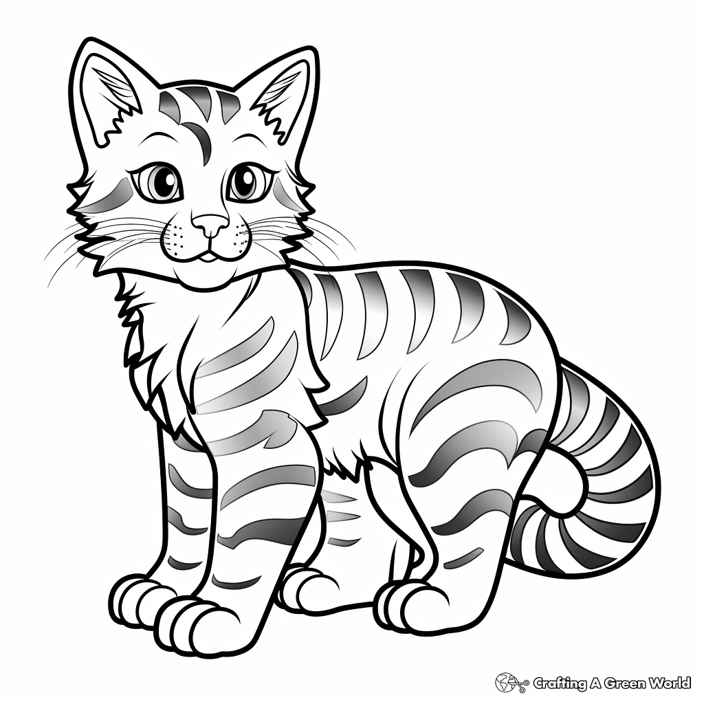 Striped cat coloring pages