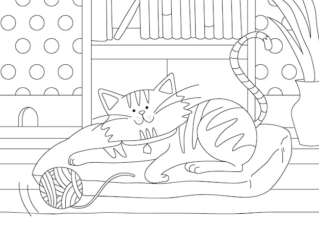 Home cats coloring pages vectors illustrations for free download