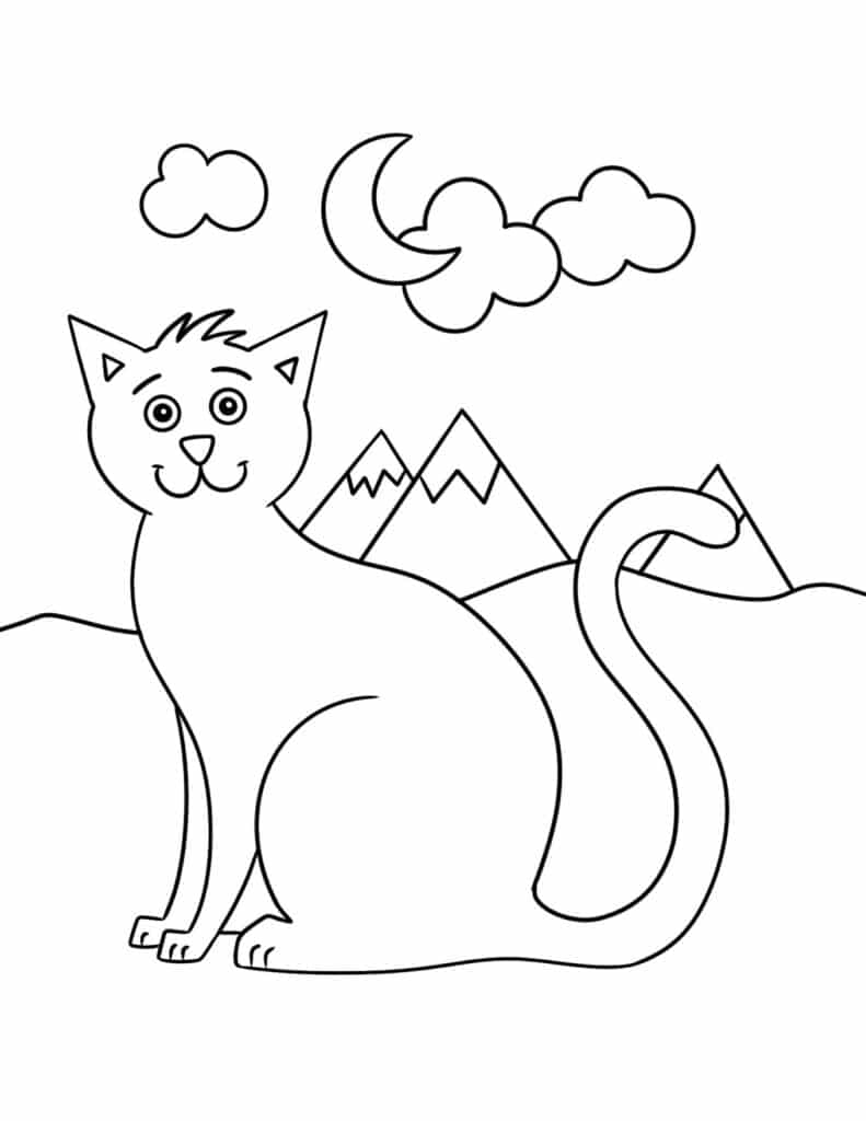 Free cat coloring pages â the hollydog blog