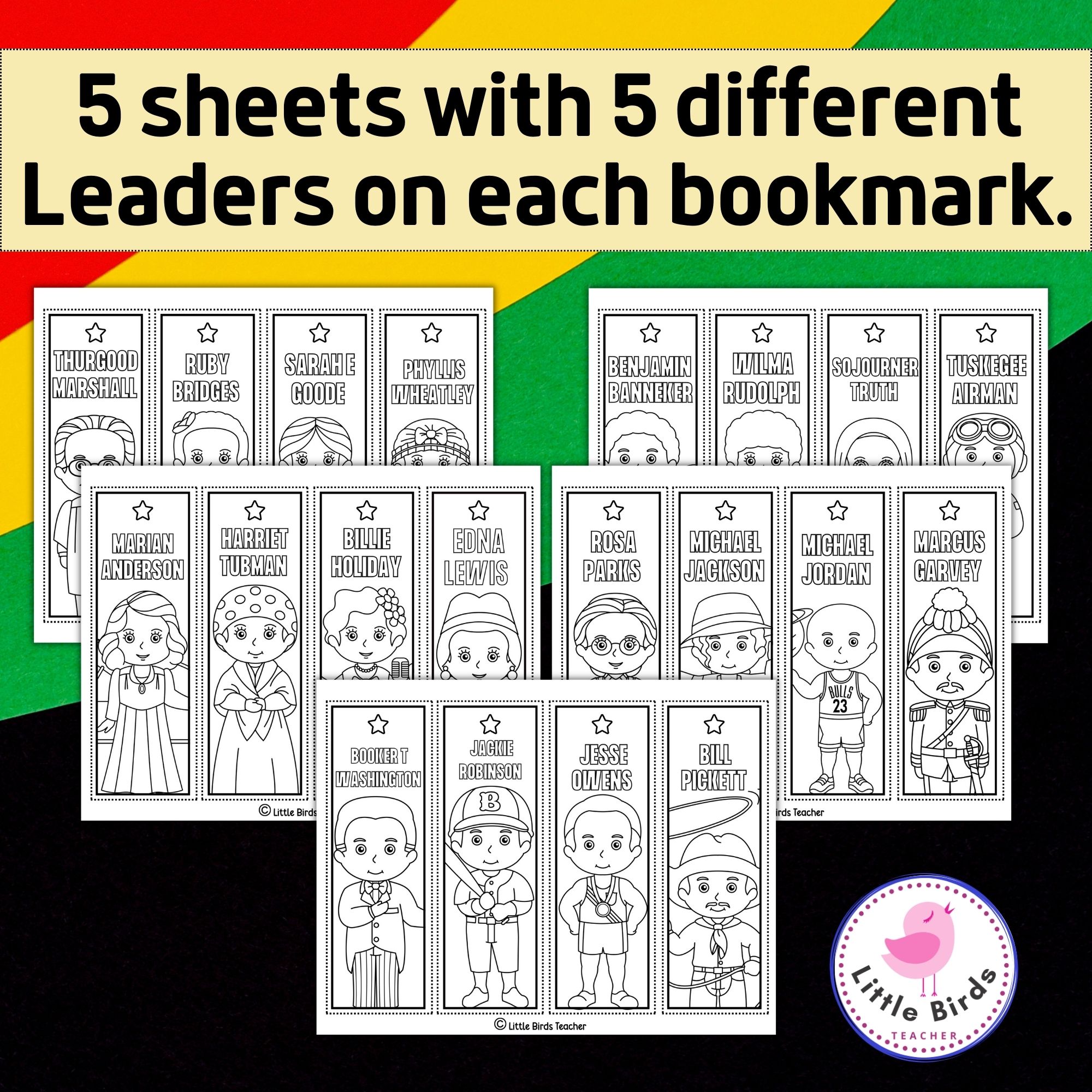 Black history month coloring bookmarks civil right activists bookmarks made by teachers