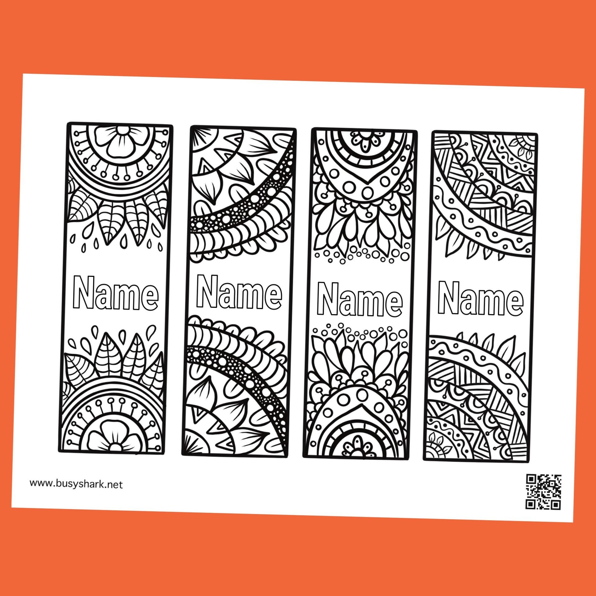 Editable names mandala bookmarks free printable