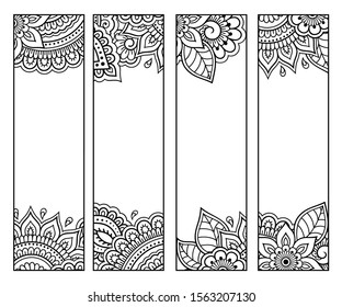 Printable bookmark book coloring set black stock vector royalty free