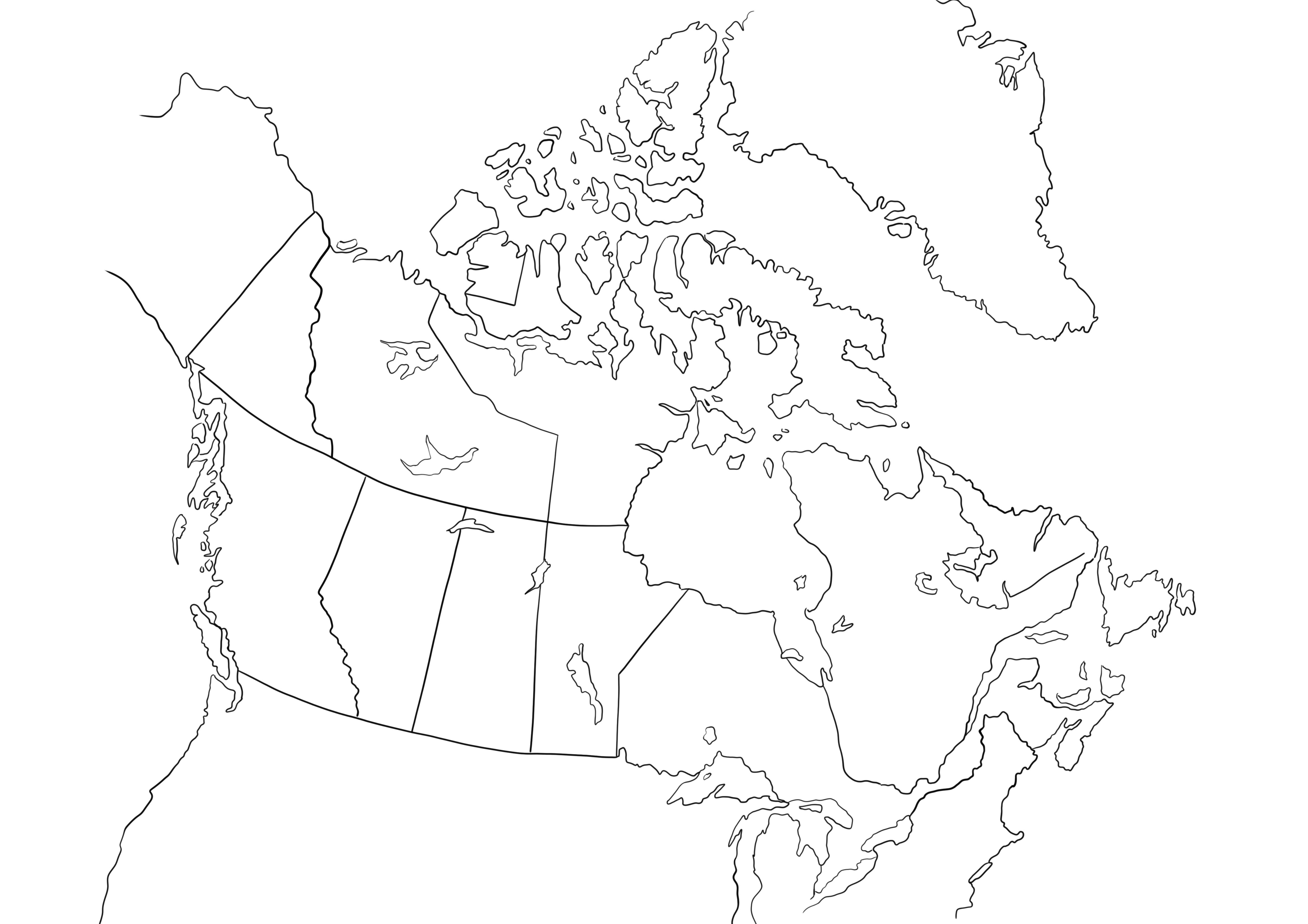 Canada country map simple coloring picture to print free