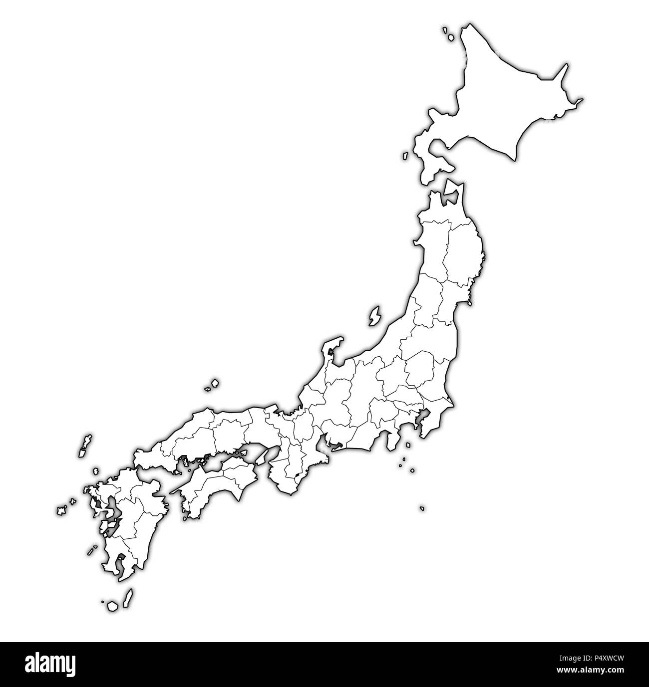 Japan map kyushu black and white stock photos images