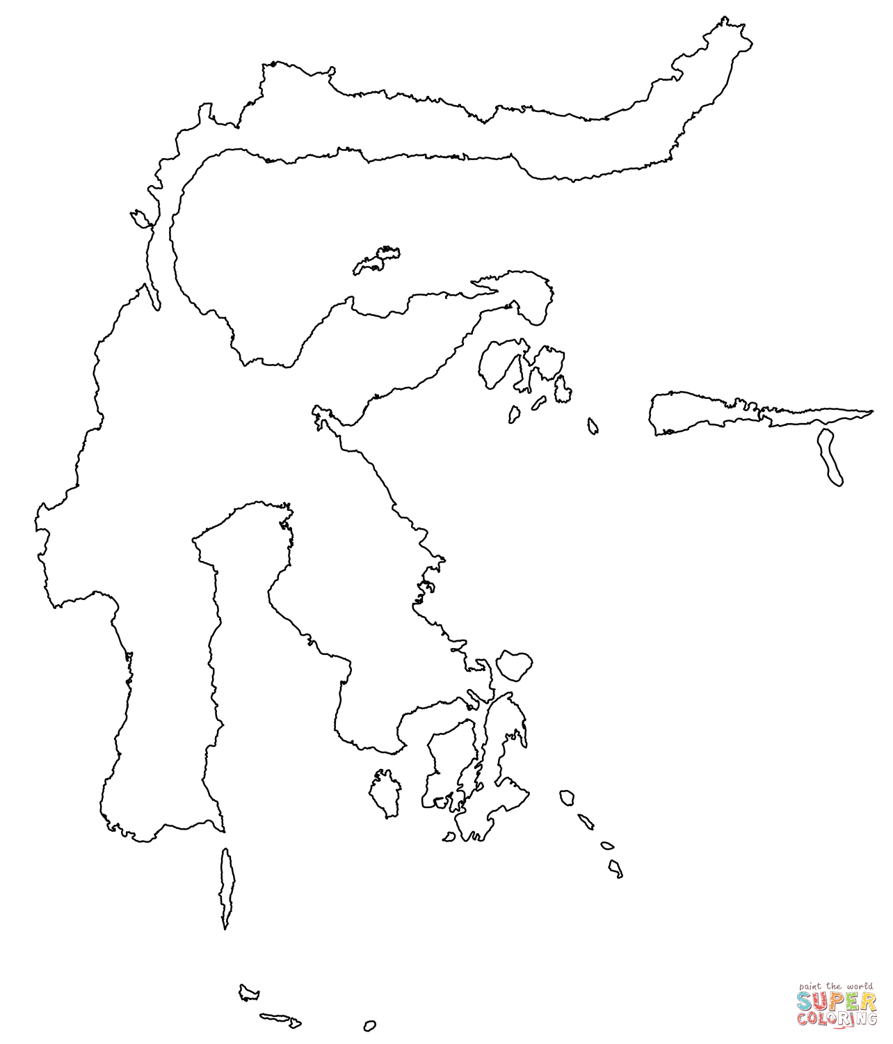 Outline map of sulawesi coloring page free printable coloring pages