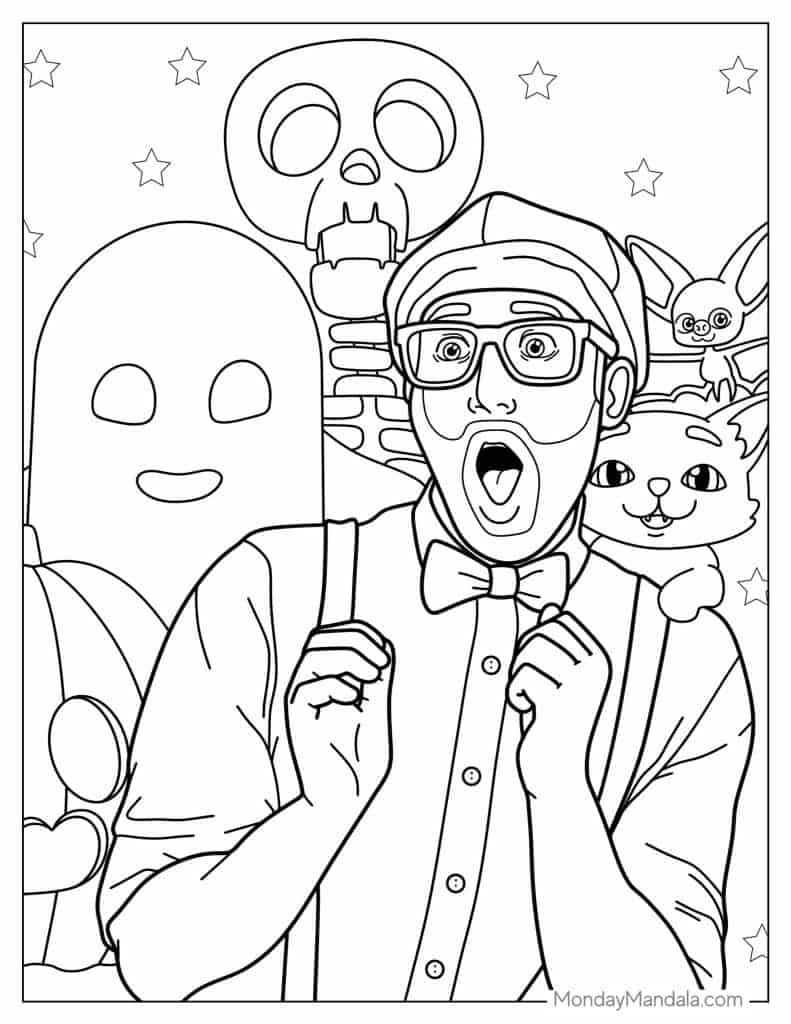 Blippi coloring pages free pdf printables