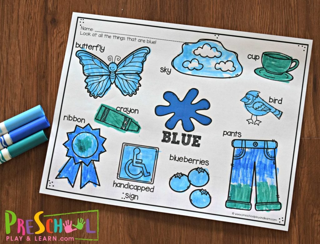 Free printable color worksheets for kids