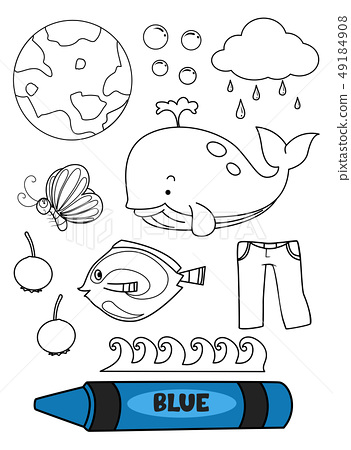 Color blue coloring book illustration