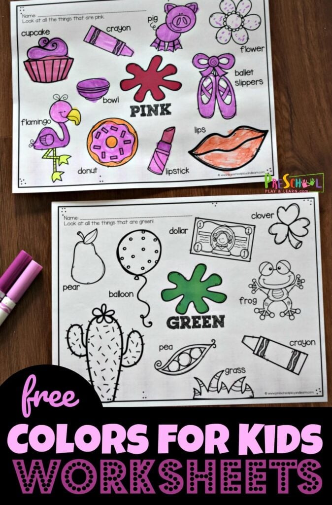 Free printable color worksheets for kids