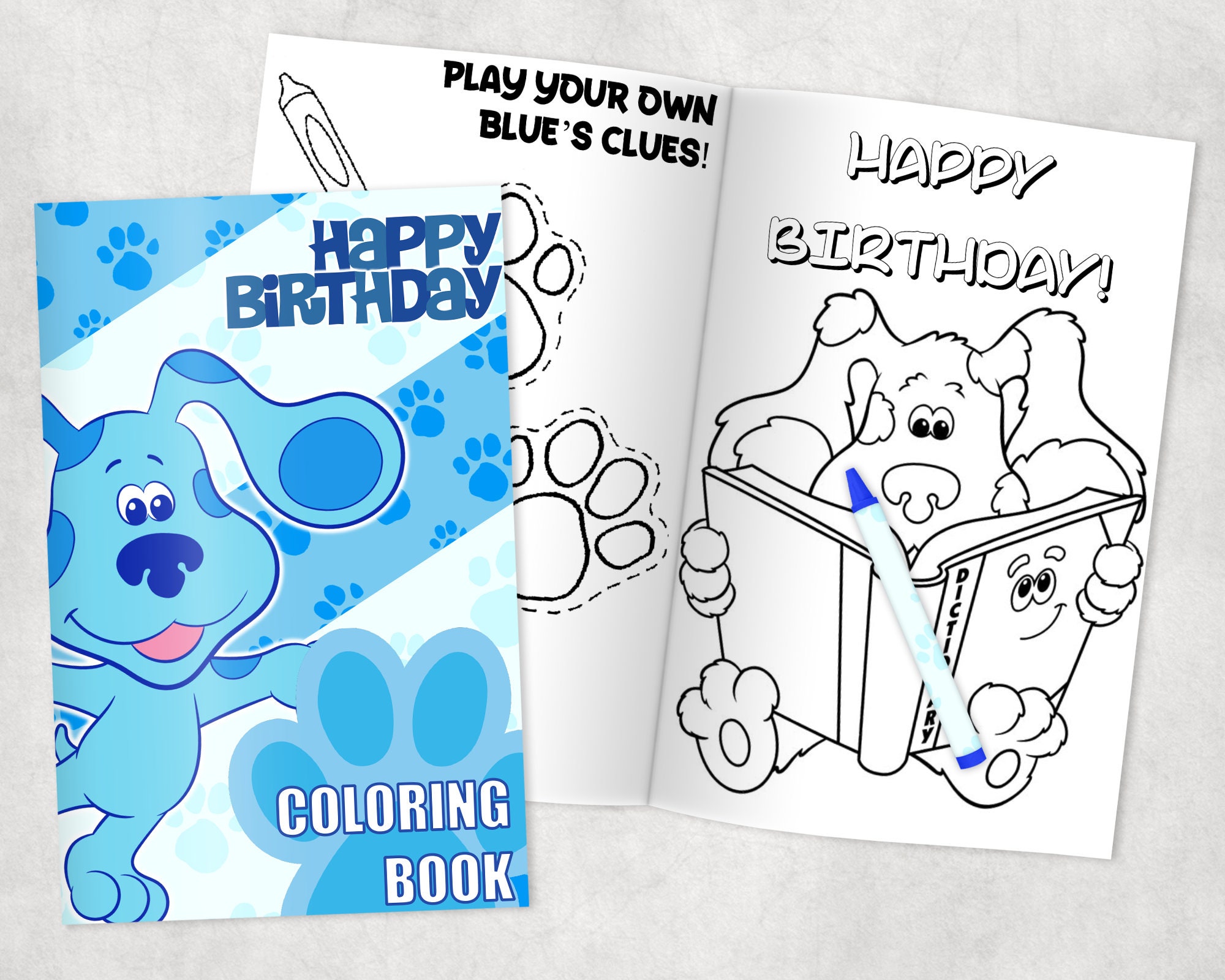 Blue dog personalized coloring books custom party favors thank you gift birthday printed shipped books