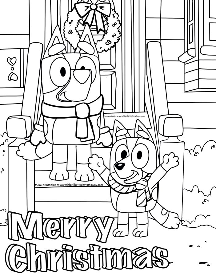 Bluey holiday coloring pages