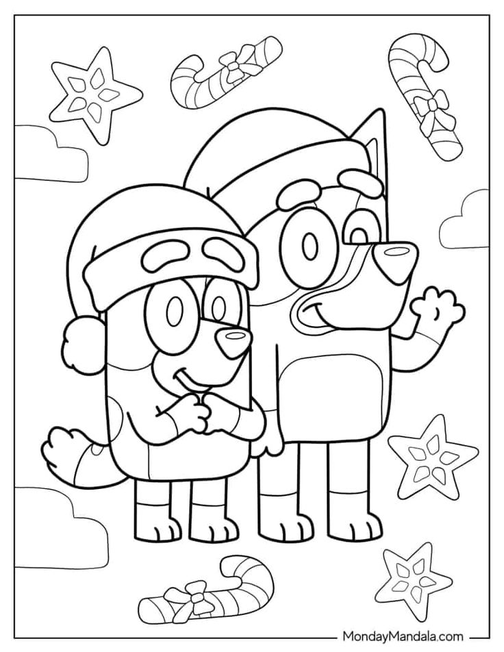 Bluey coloring pages free pdf printables printable christmas coloring pages christmas coloring pages kids colouring printables