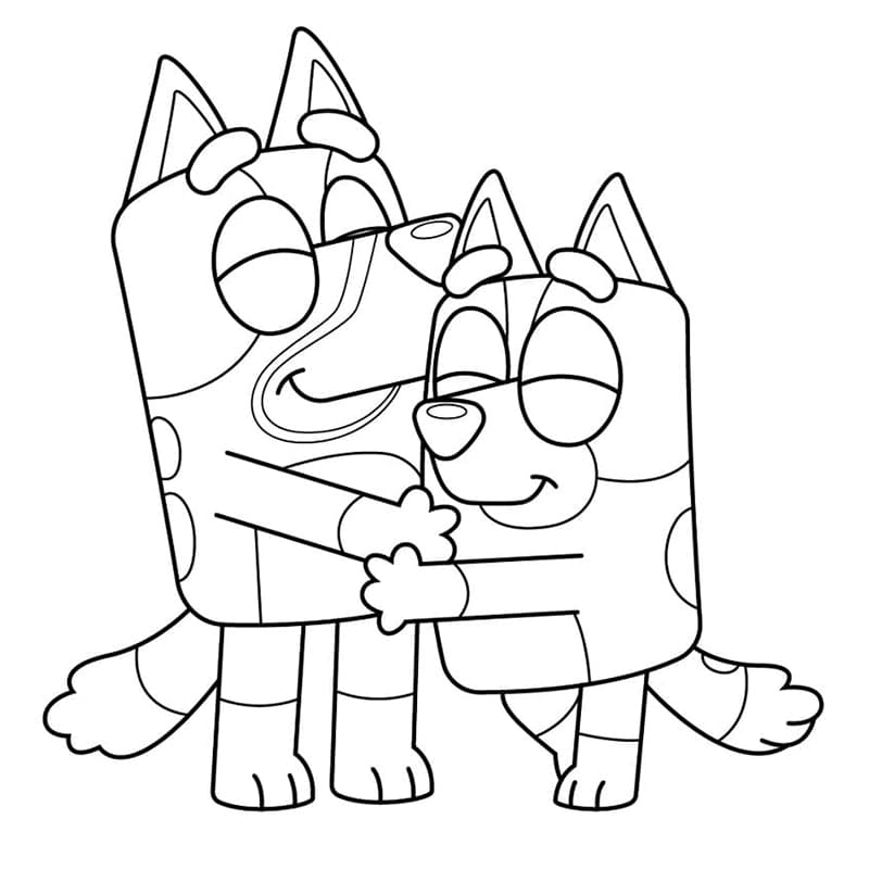 Dad and bluey coloring page