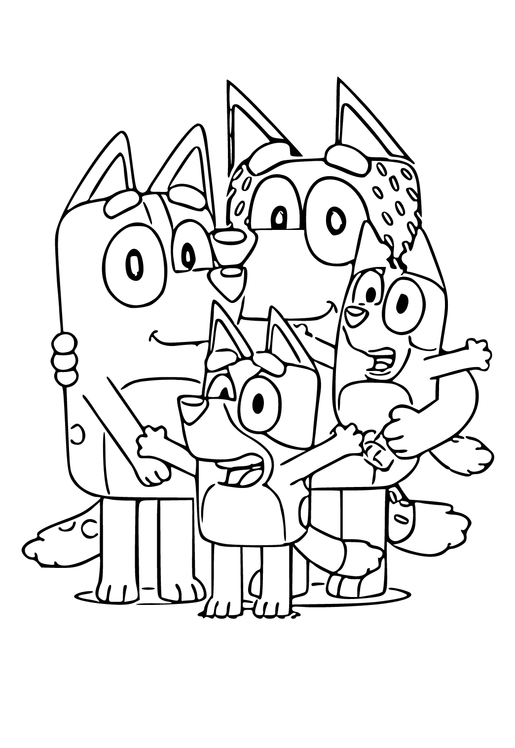 Free printable bluey characters coloring page for adults and kids