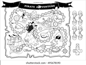 Coloring page fun children board game stockvektor royaltyfri