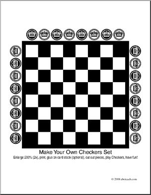 Clip art make your own checkers set coloring page i