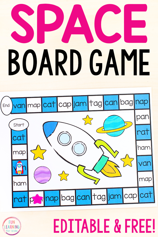 Editable space theme board game free printable