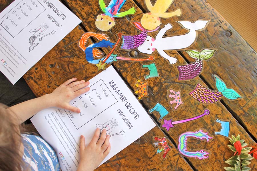 Printable diy mermaid monster coloring game