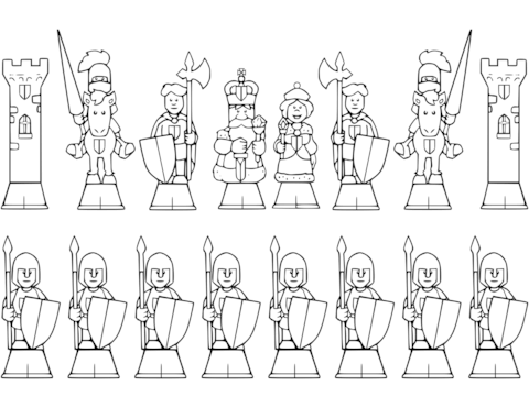 All chess pieces coloring page free printable coloring pages