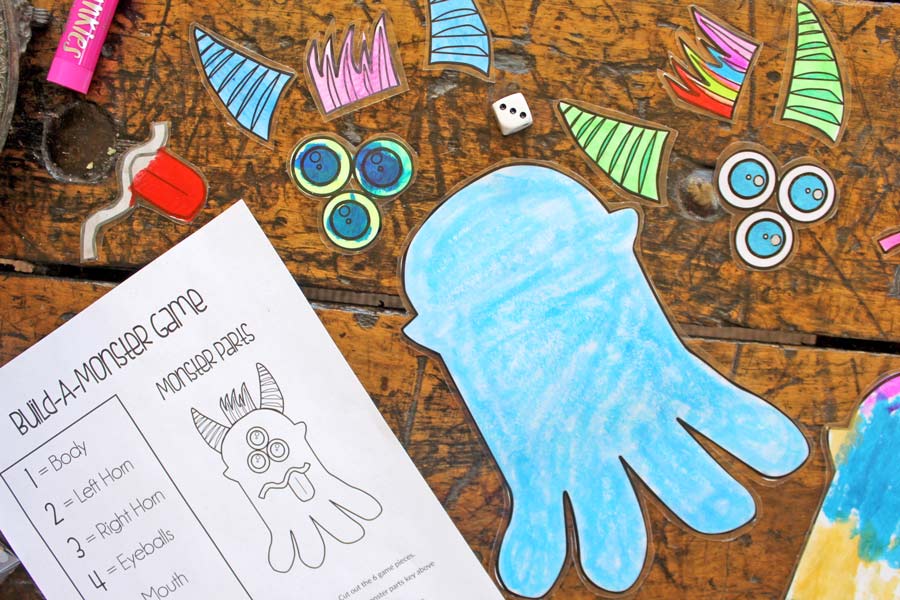 Printable diy mermaid monster coloring game