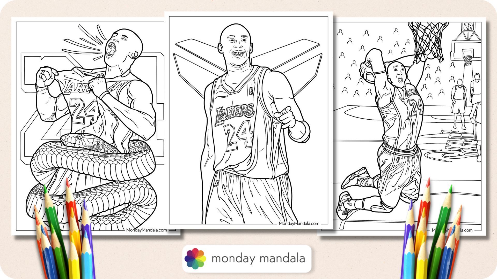 Kobe bryant coloring pages free pdf printables