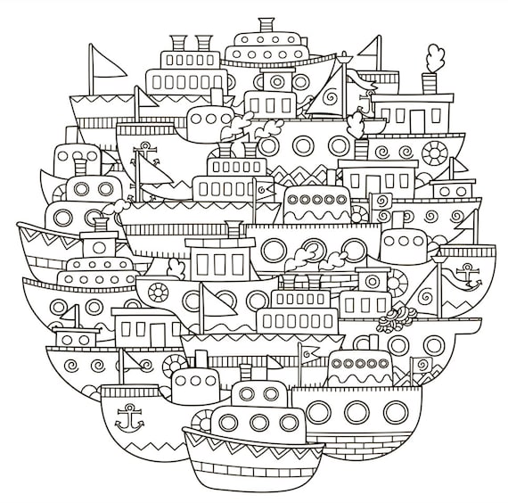 Coloring pages boats tug boat sail boat