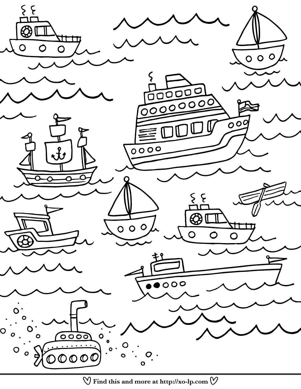 Boats coloring page â xo