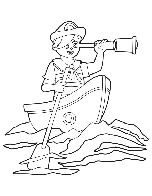 Printable row boat coloring page