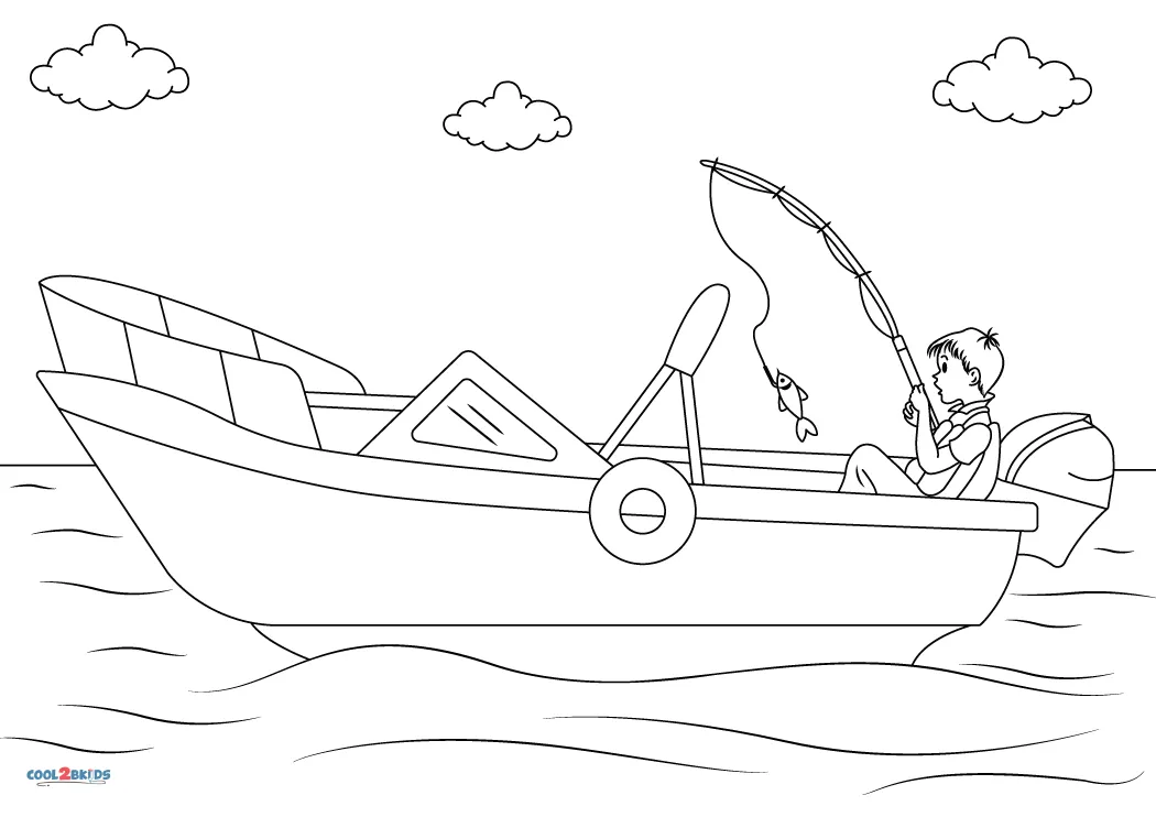 Free printable fishing boat coloring pages for kids