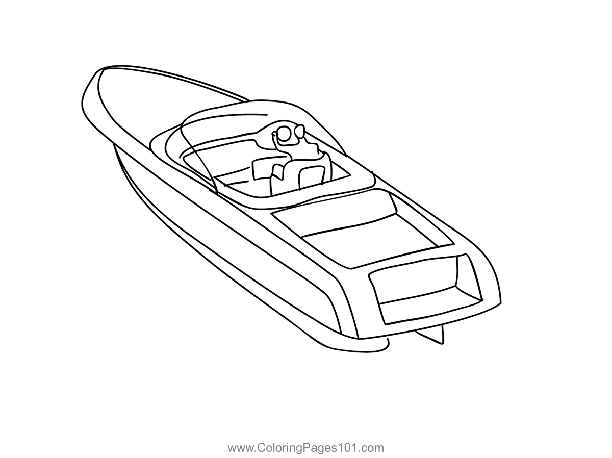 Speed boat coloring page for kids