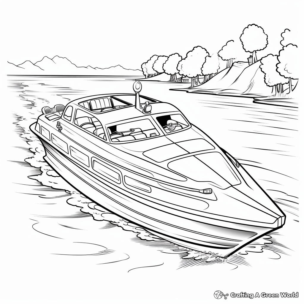 Speed boat coloring pages