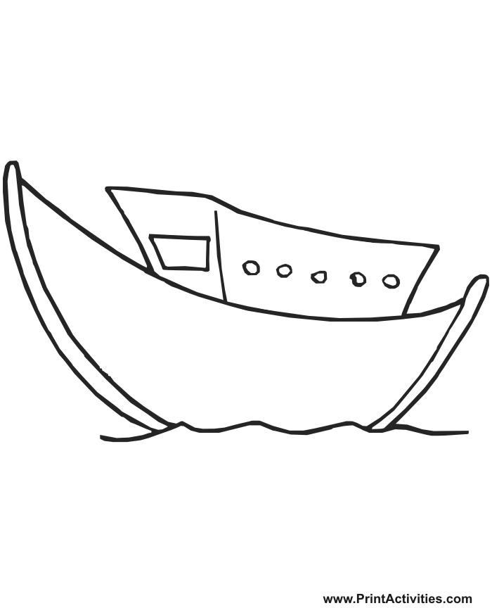 Boat coloring page very cartoonish boat with cabin