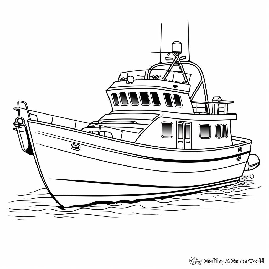 Fishing boat coloring pages