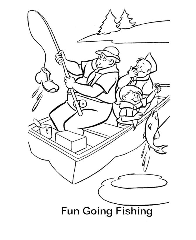 Bluebonkers free printable scout coloring sheets including scout crafts fishing