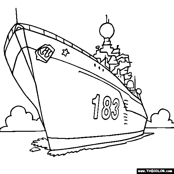 Boat ship speedboat sailboat battleship subarine online coloring pages