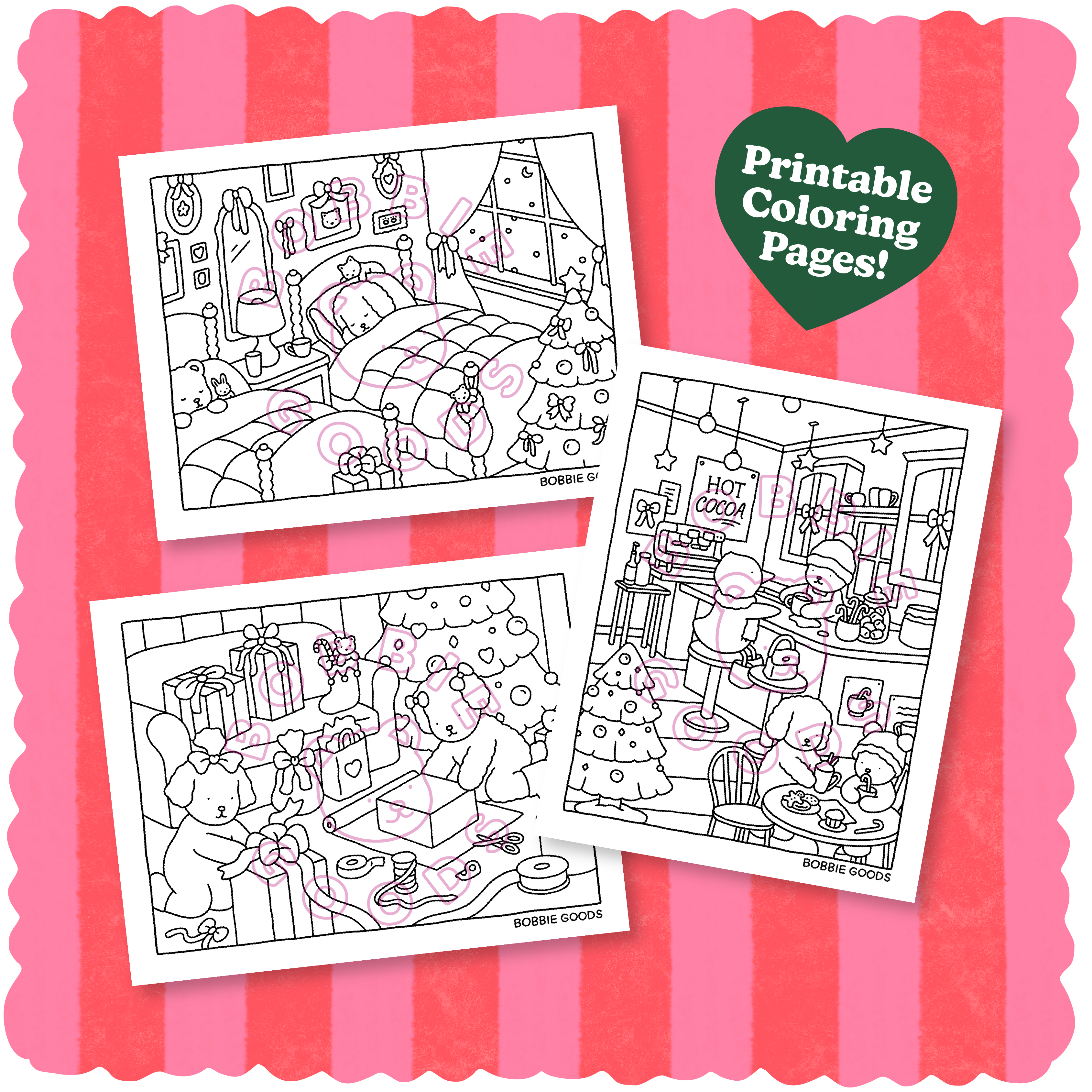 Digital download â december coloring pages â bobbie goods