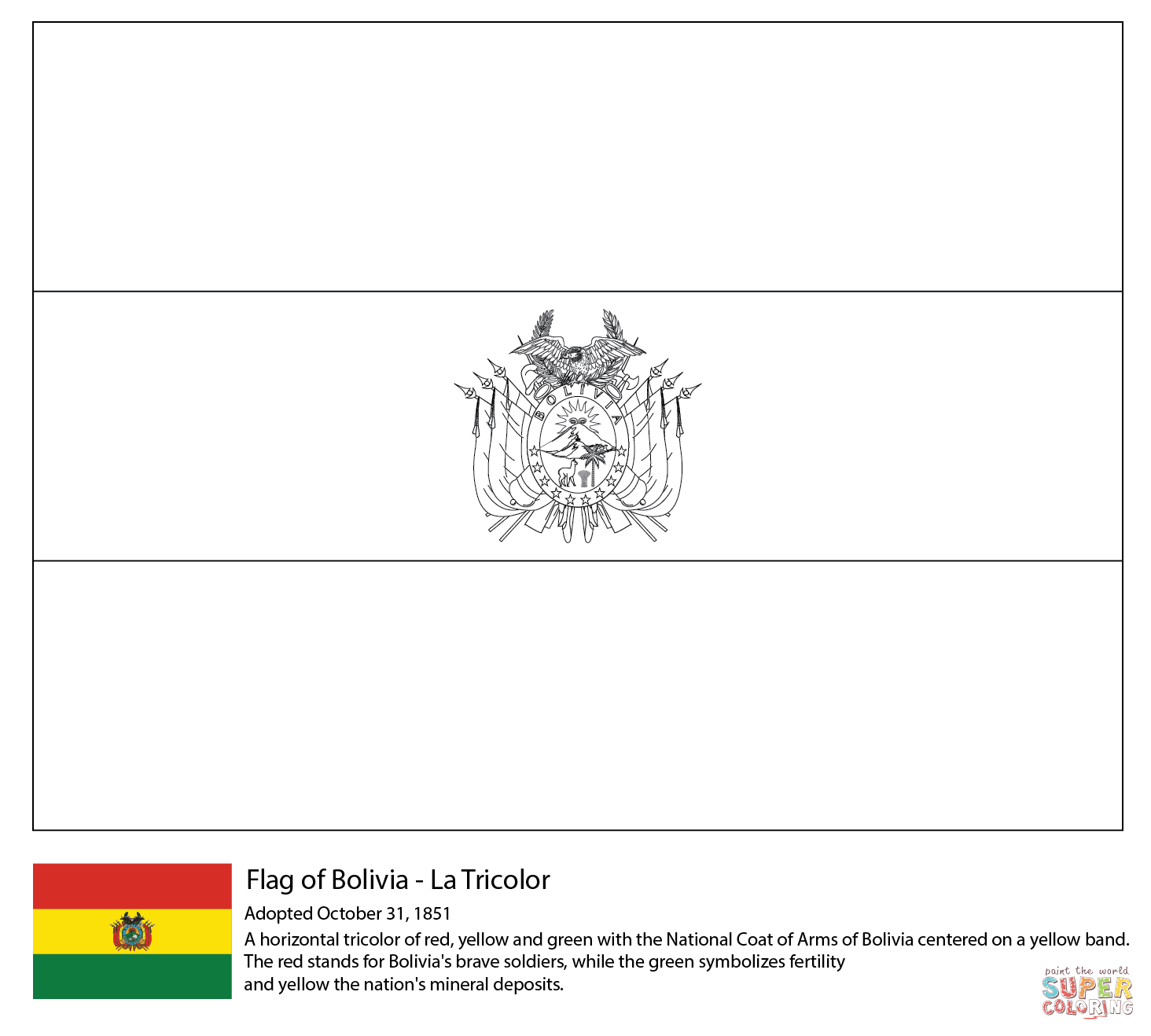 Bolivia flag coloring page free printable coloring pages