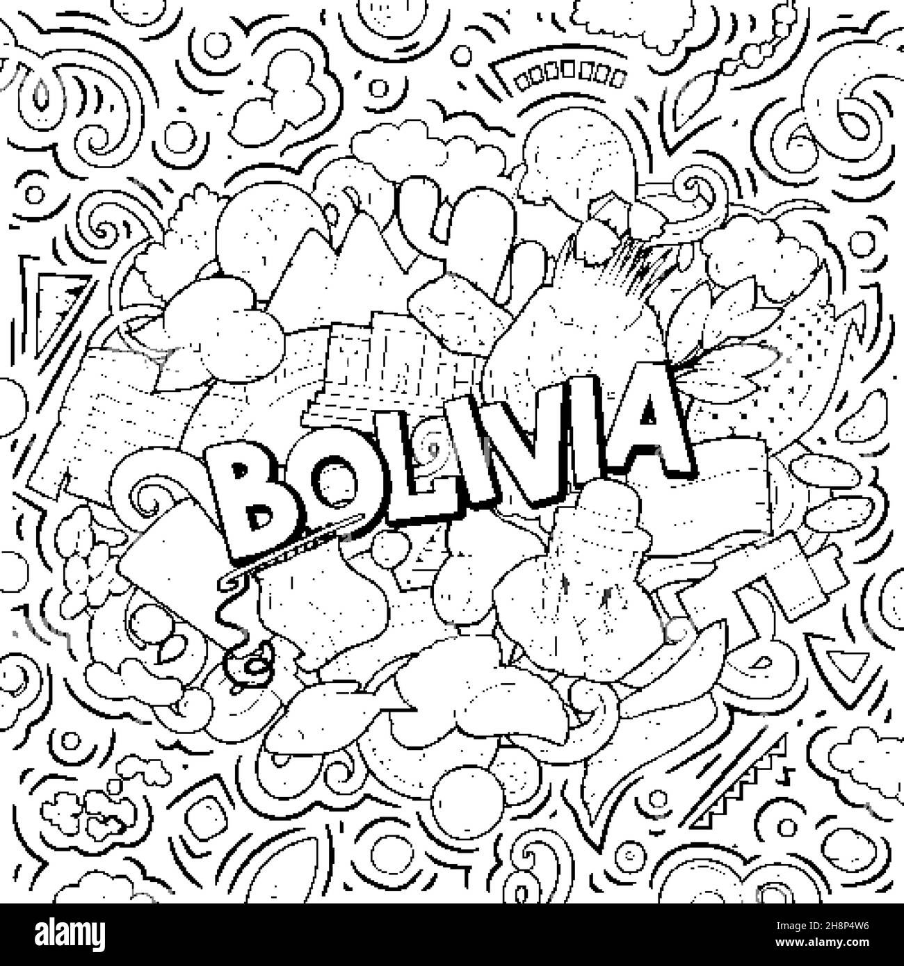 Bolivia hand drawn cartoon doodle illustration funny local design stock vector image art