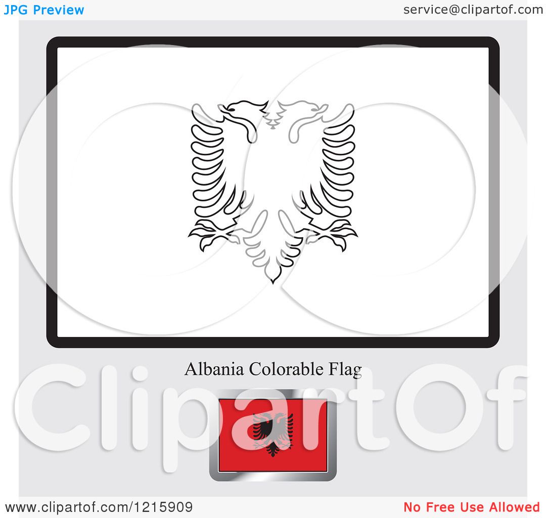 Clipart of a coloring page and sample for an albania flag