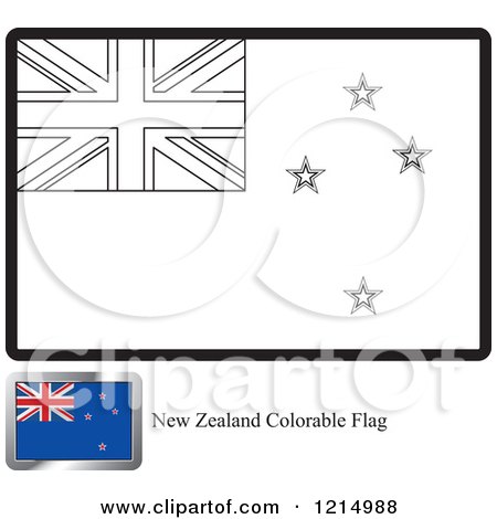 Clipart of a coloring page and sample for a new zealand flag