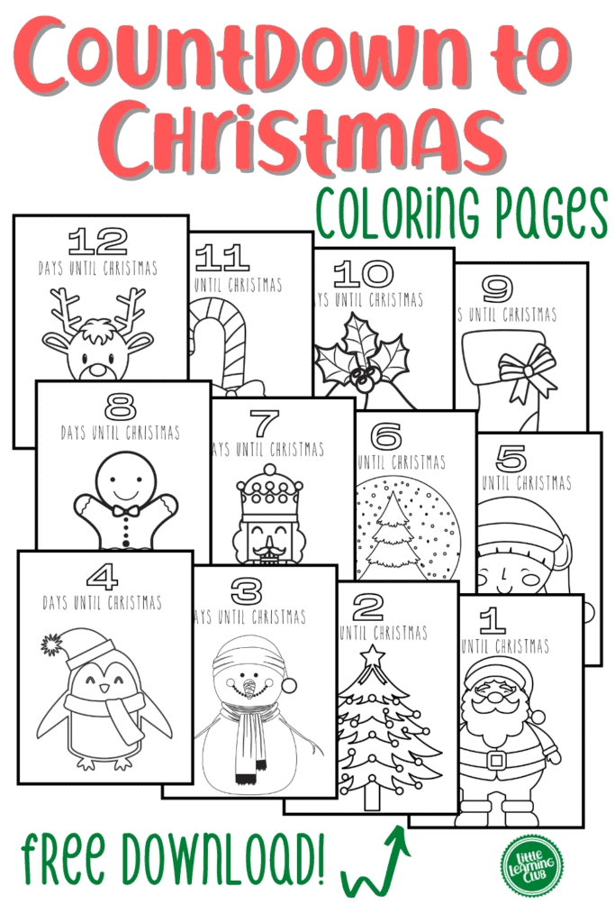 Countdown to christmas days of free coloring pages