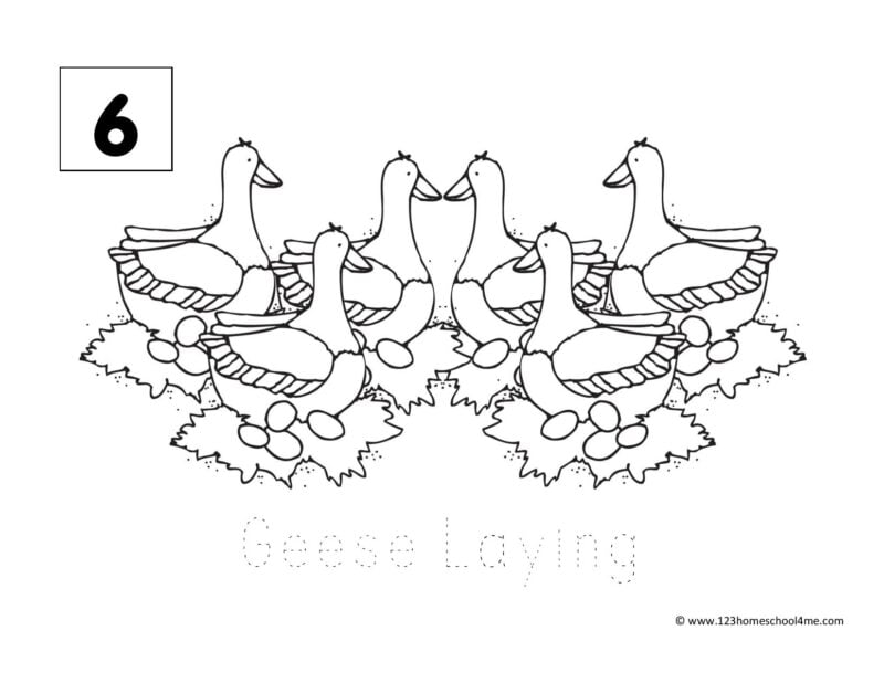 Free days of christmas coloring pages