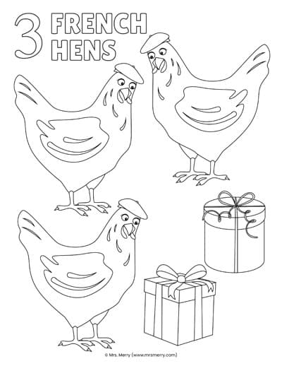 Days of christmas printable coloring pages mrs merry