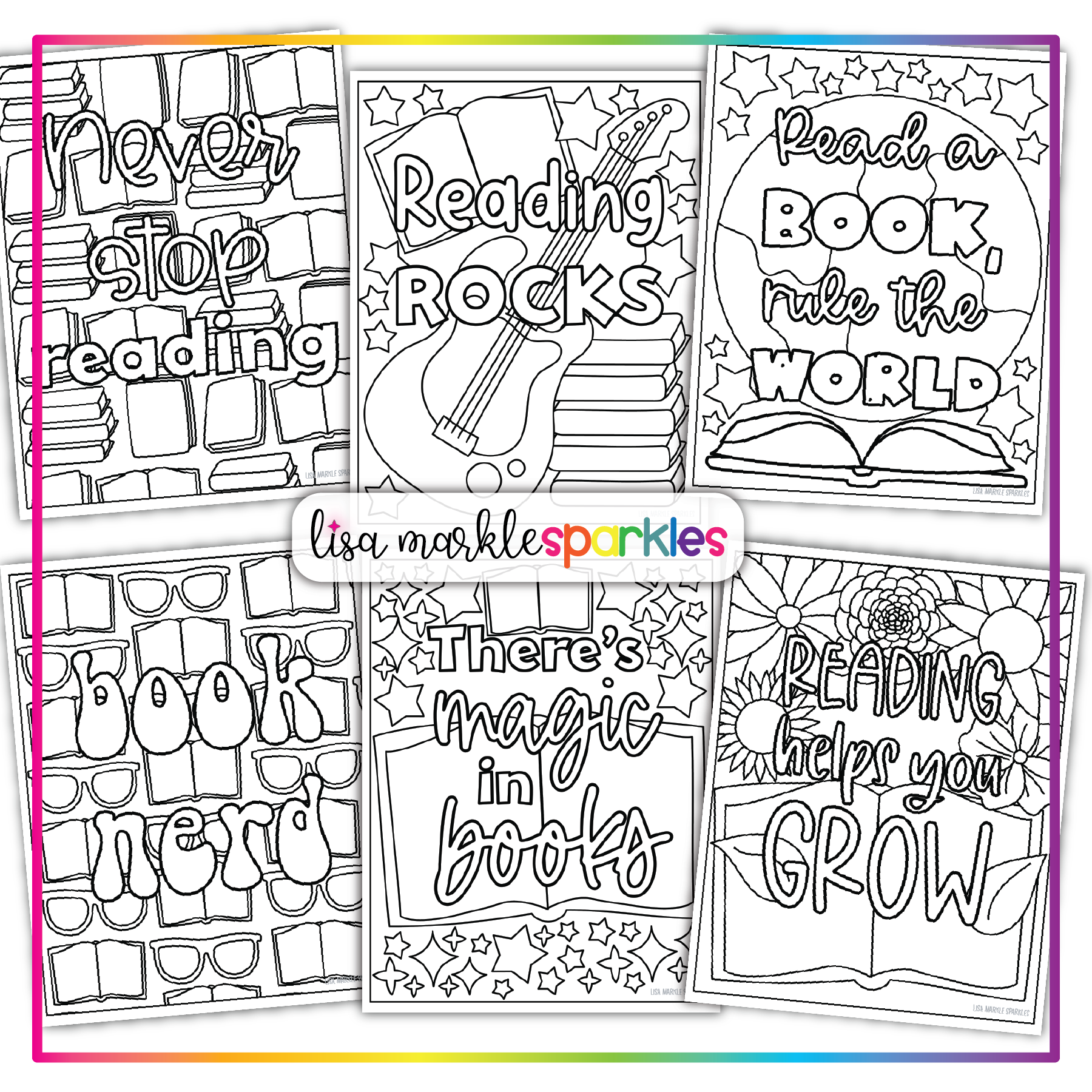 Reading library book lover coloring pages printable pdf