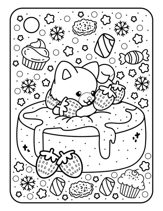 Pages kawaii printable book kids coloring pages kids coloring book digital download not a physical product instant download