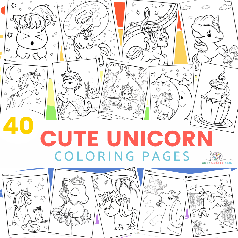 Cute unicorn coloring pages