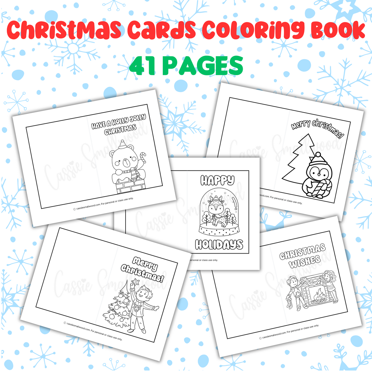 Christmas coloring cards printable pages â cassie smallwood